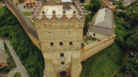Aerial view. Prince Lubart stone castle, landmark of Lutsk city, Ukraine. 4K Stock Footage 103044053