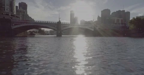 Aerial view of the Princes Bridge. Melbourne Australia. Stock Footage 78465152