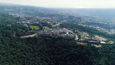 Aerial view of the prison of Roumieh, the largest prison in Lebanon Stock Footage 254931097