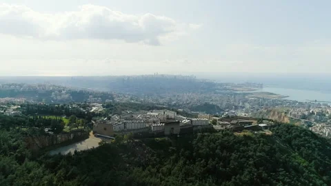 Aerial view of the prison of Roumieh, the largest prison in Lebanon Stock Footage 254931803