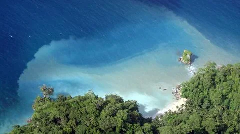 Aerial view of a pristine beach by drone. Stock Photos