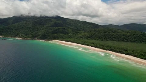Aerial View of Pristine Beach Lopes Mendes on Ilha Grande, Brazil Видео 336255833