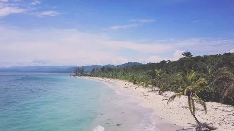 Aerial View of a Pristine Caribbean Beach in Costa Rica Stock Footage