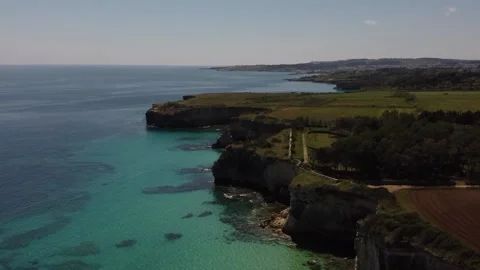 Aerial view of a pristine stretch of coast located in southern Salento, Puglia,  動画素材 194033625