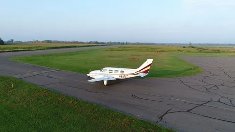 Aerial View of Private Jet going to Runway Stock Footage 100010550