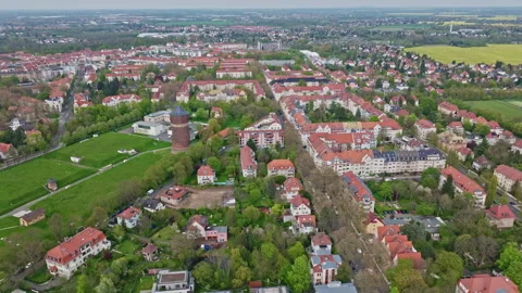 Aerial view of Probstheida district , Leipzig , Germany Stock Footage 241034609