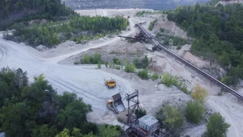 Aerial view of the production line for the processing of crushed stone. 스톡 동영상 219307055
