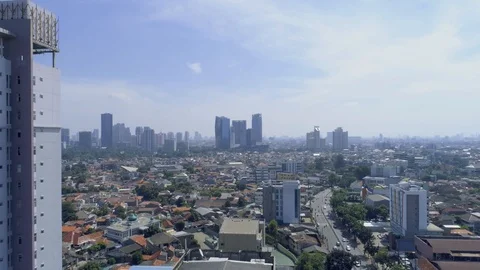 Aerial View of Prof. Dr. Soepomo Street, Pancoran Area Jakarta Cityscape Stock-Footage 92392443