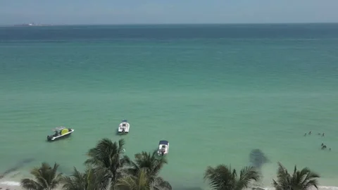 Aerial view of Progreso Beach, Yucatan, Mexico. Stock Footage 265251779