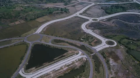 Aerial View Project. Drone Captures Interchange And Landscape Stock Footage 331541377