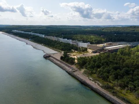 Aerial view on Prora, a massive project built by the Nazi-Regime Stock Photos