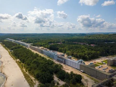 Aerial view on Prora, a massive project known as Colossus of Prora built by the Stock Photos