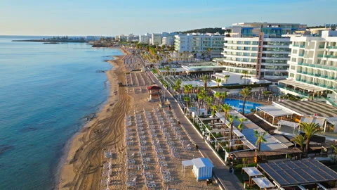 Aerial view of Protaras beach, Cyprus. Stock Footage 341866079