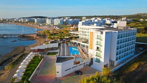 Aerial view of Protaras, Cyprus resort area. Stock Footage 341862166