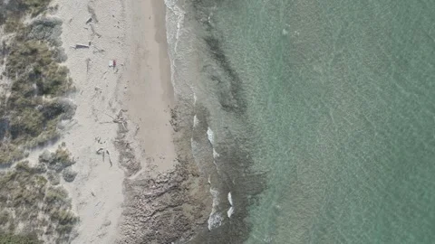 Aerial view of the protected area of Torre Guaceto, Brindisi, Puglia, Italy Stock Footage 245812258