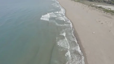 An aerial view of the protected turtle nesting beach Istuzu in Turkey Stock Footage 232228726