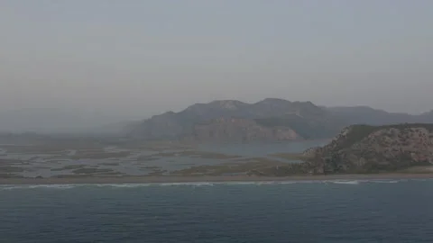 An aerial view of the protected turtle nesting beach Istuzu in Dalyan, Turkey. Stock Footage 232795503
