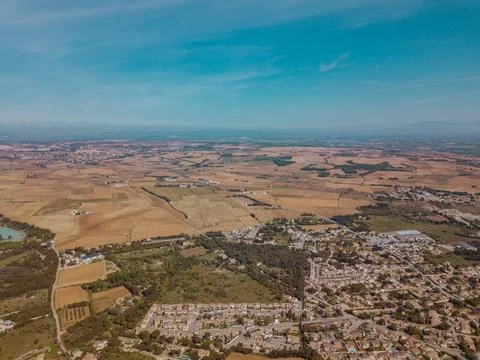 Aerial view of Provence's patchwork fields featuring lavender and farmland Stock Photos