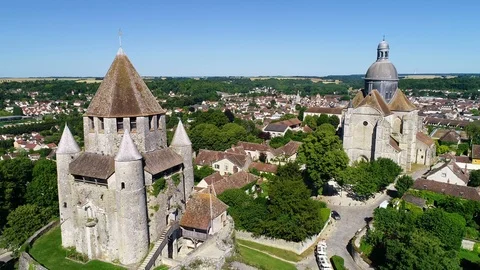 Aerial view of Provins Stock Footage 93143495