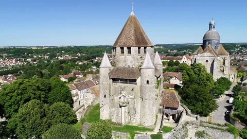 Aerial view of Provins Stock Footage 93143684