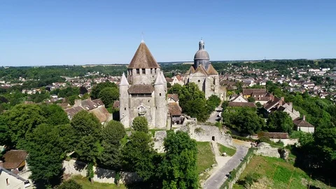Aerial view of Provins Stock Footage 93143749