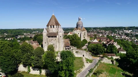 Aerial view of Provins Stock Footage 93146380