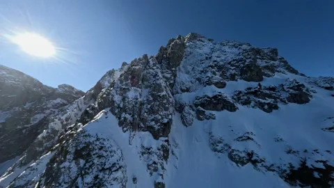 Aerial View Proximity Flight Over Frozen Alps, 4K Stock Footage 321152656