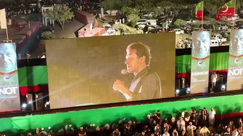 Aerial view of PTI show in Minar e Pakistan ground held on April 2022. Stock Footage 186681676