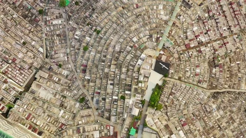 Aerial view of public cemetery in west of Hong Kong 스톡 동영상 137927770