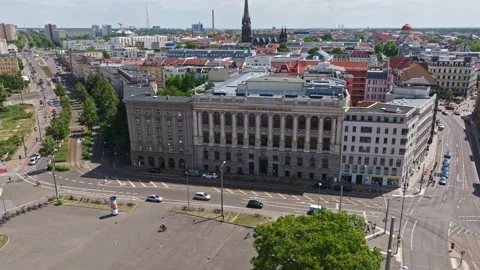 Aerial view of Public Library Leipzig , Germany Stock-Footage 245802082
