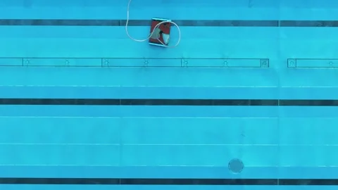 Aerial view of public pool with geometric patterns, Germany. Stock Footage 284858053