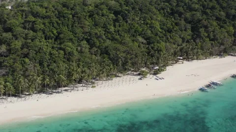 Aerial View of Puka Shell Beach and Turquoise Waters, Boracay, Philippines Stock Footage 340310503
