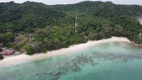 Aerial view of Pulau Kapas, Malaysia Stock Footage 145321453