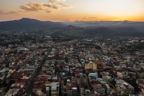 Aerial view of Puli town Stock Photos