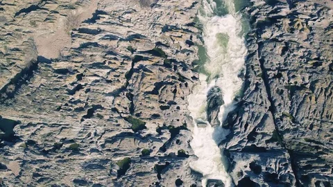 Aerial View of the Pulo do Lobo Waterfall Stock Footage 72709083