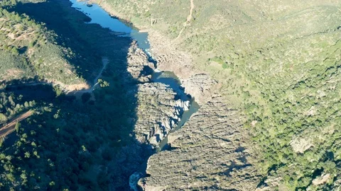 Aerial View of the Pulo do Lobo Waterfall Stock Footage 105481285