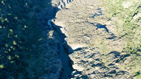 Aerial View of the Pulo do Lobo Waterfall Stock Footage 105481300