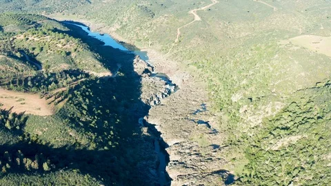 Aerial View of the Pulo do Lobo Waterfall Stock Footage 105481332