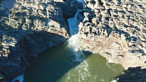 Aerial View of the Pulo do Lobo Waterfall Stock Footage 105481510