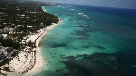 Aerial View on Punta Cana Resorts and Sea Stock Footage 35184463
