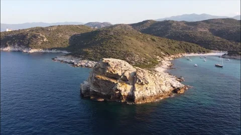 Aerial view of Punta Cavallata, Cap Corse, Corsica, France. Stock Footage 320264174
