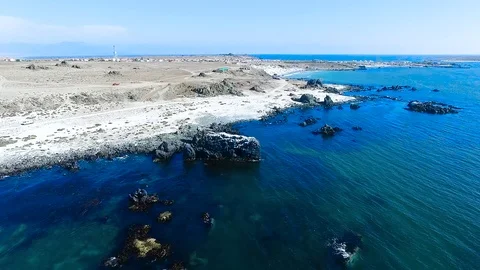 Aerial view of Punta De Choros in Chile Stock Footage