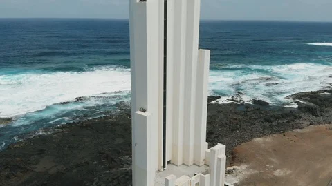 Aerial view of Punta del Hidalgo Lighthouse. Modern lighthouse in the north of Stock Footage 112096635