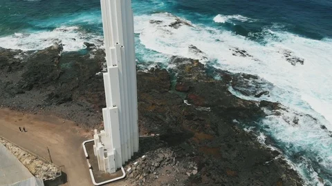 Aerial view. Punta del Hidalgo Lighthouse Stock Footage 112096791