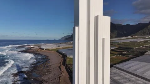 Aerial View of Punta del Hidalgo Lighthouse and Anaga Mountains, Tenerife 스톡 동영상 344752337
