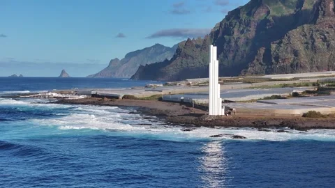Aerial View of Punta del Hidalgo Lighthouse and Anaga Coast, Tenerife 스톡 동영상 344752413