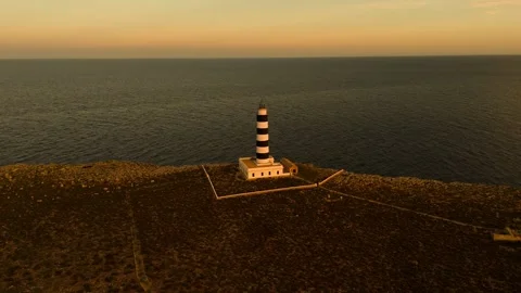 Aerial view of Punta Prima lighthouse, Spain. Stock Footage 318896378