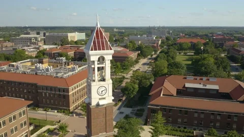 Aerial View of Purdue Bell Tower. Centennial Mall. Purdue University. Stock Footage 144648141