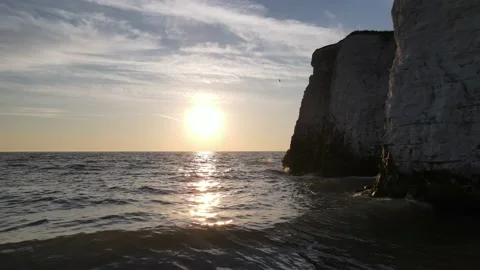 Aerial view Push In shot Botany Bay Beach Stock Footage 234402504