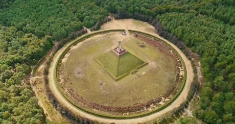 Aerial view of The Pyramid of Austerlitz monument, the Netherlands. Video stock 242314749